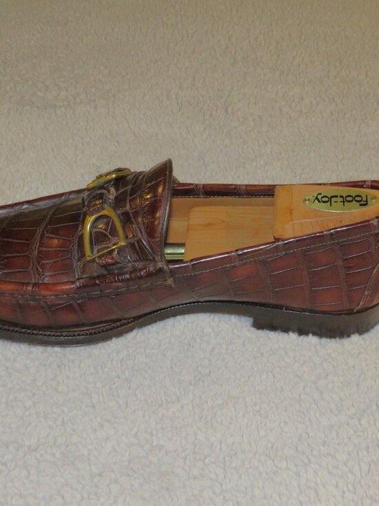 Ralph Lauren Purple Label Burgundy Crocodile Buckle Stirup Loafers 10D main image 8